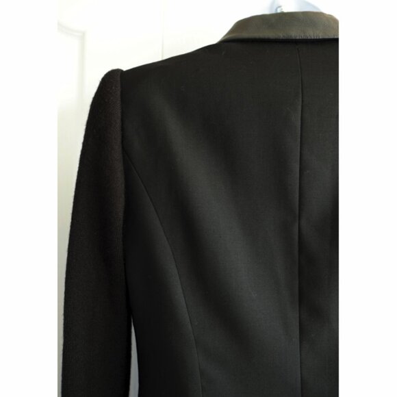 Pink Tartan black tuxedo jacket, faux leather collar, knit sleeves - Picture 6 of 10